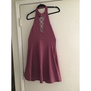 NWOT~Express Dusty Rose Halter Skater Style Mini Dress Sz Medium